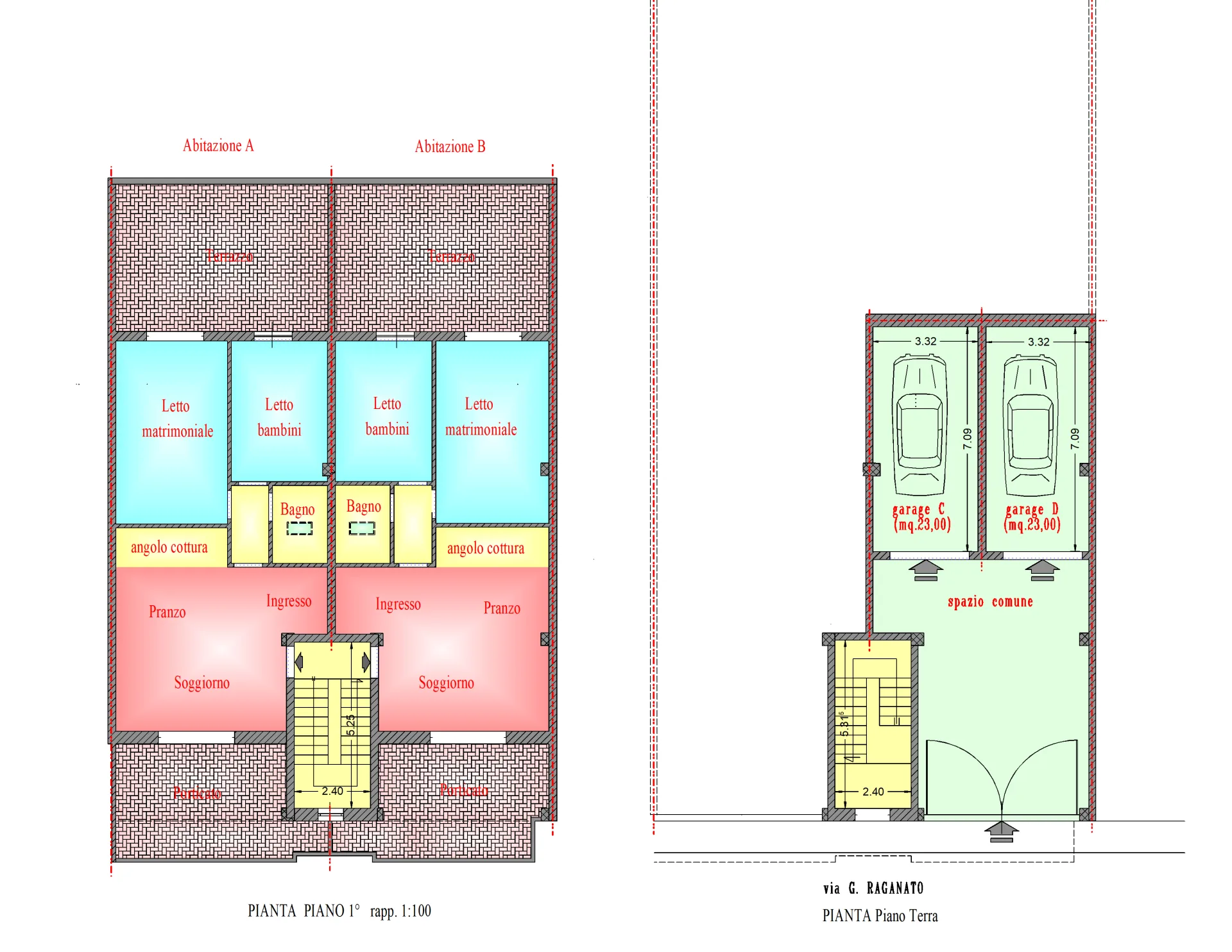 Planimetria - Appartamenti allo stato rustico con terrazzo e box auto – Zona semiperiferica